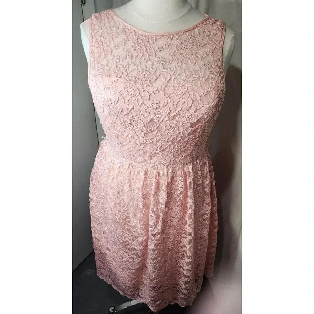 SIMPLY LILIANA PEACH PINK LINED LACE DRESS PLUS SIZE 18